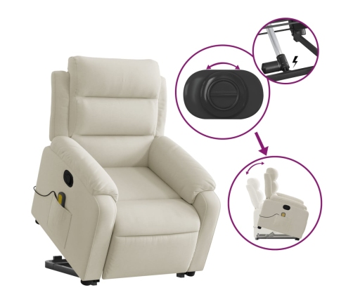 Sillón reclinable de masaje elevable terciopelo crema