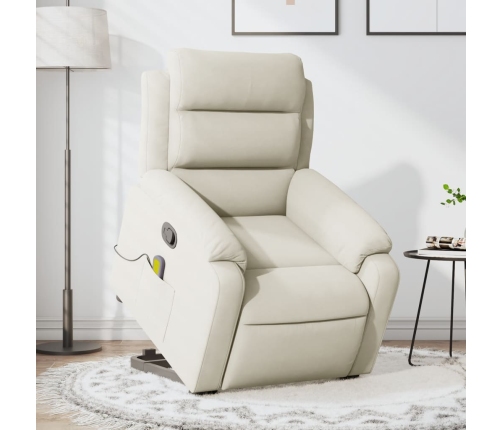 Sillón reclinable de masaje elevable terciopelo crema