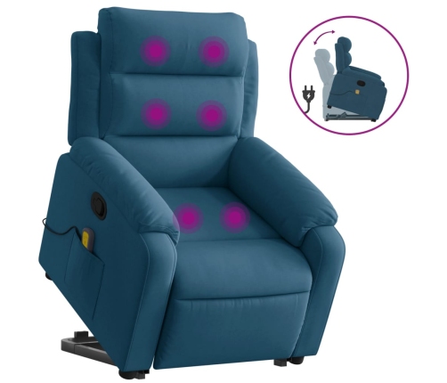 Sillón reclinable de masaje elevable terciopelo azul