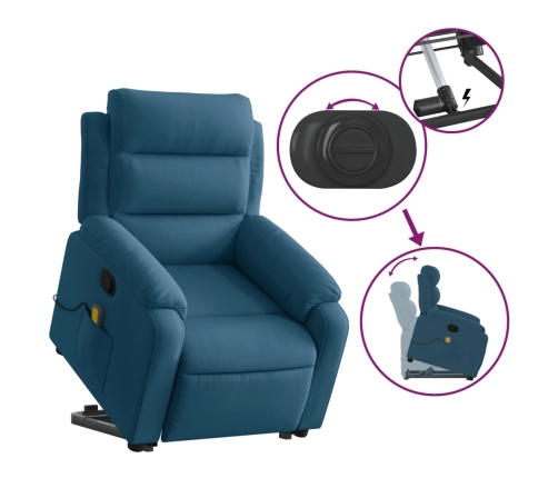 Sillón reclinable de masaje elevable terciopelo azul