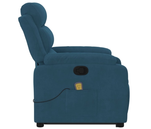 Sillón reclinable de masaje elevable terciopelo azul