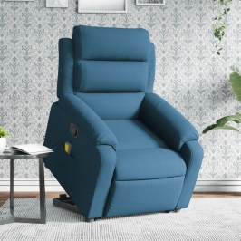 Sillón reclinable de masaje elevable terciopelo azul