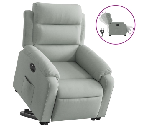 Sillón eléctrico reclinable elevable de terciopelo gris claro