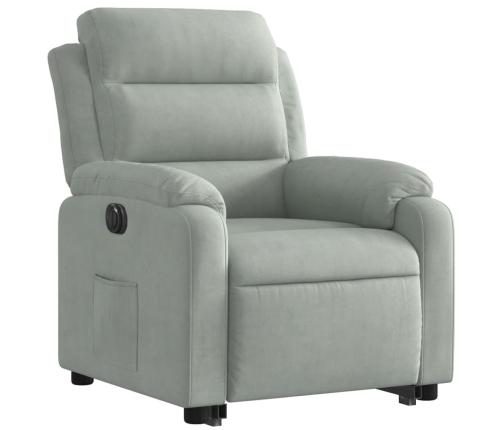 Sillón eléctrico reclinable elevable de terciopelo gris claro