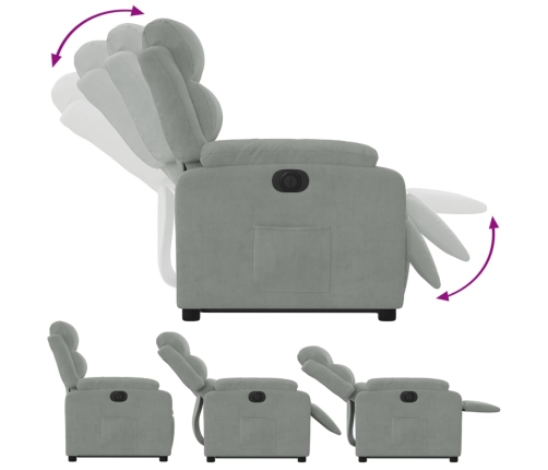 Sillón eléctrico reclinable elevable de terciopelo gris claro