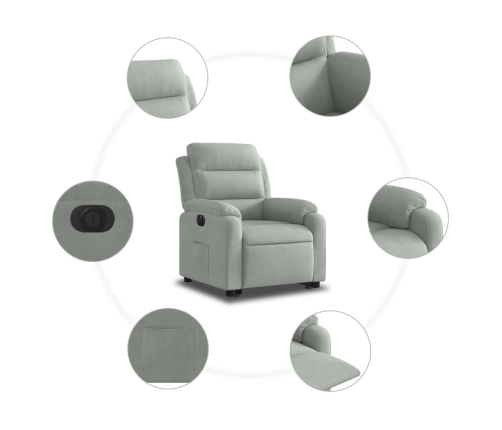 Sillón eléctrico reclinable elevable de terciopelo gris claro