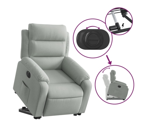 Sillón eléctrico reclinable elevable de terciopelo gris claro