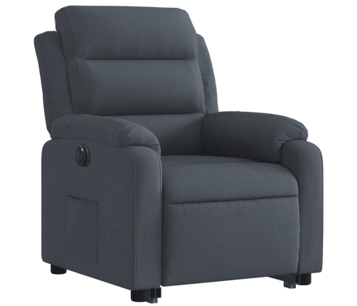 Sillón eléctrico reclinable elevable de terciopelo gris oscuro