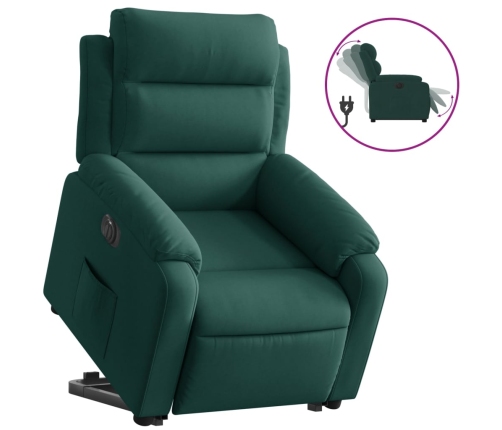 Sillón eléctrico reclinable elevable de terciopelo verde oscuro