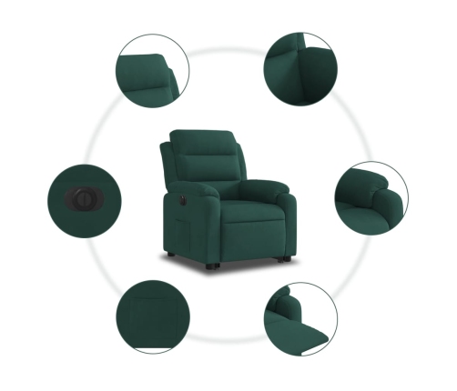 Sillón eléctrico reclinable elevable de terciopelo verde oscuro