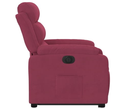 Sillón eléctrico reclinable elevable de terciopelo rojo tinto