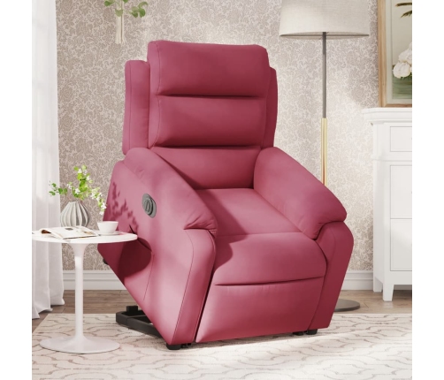 Sillón eléctrico reclinable elevable de terciopelo rojo tinto