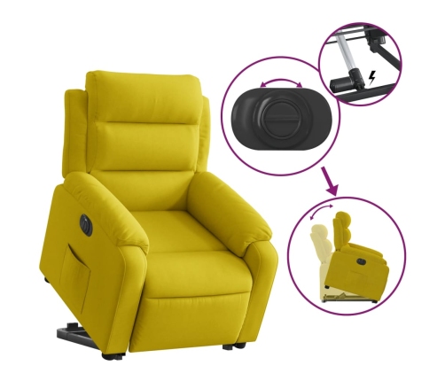 Sillón eléctrico reclinable elevable de terciopelo amarillo