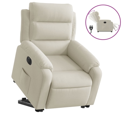 Sillón eléctrico reclinable elevable de terciopelo crema