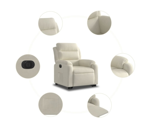 Sillón eléctrico reclinable elevable de terciopelo crema