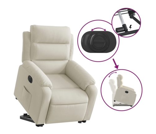 Sillón eléctrico reclinable elevable de terciopelo crema