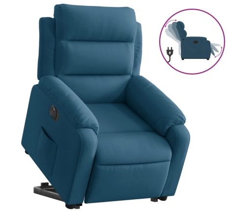 Sillón eléctrico reclinable elevable de terciopelo azul