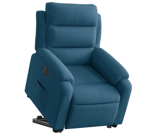 Sillón eléctrico reclinable elevable de terciopelo azul