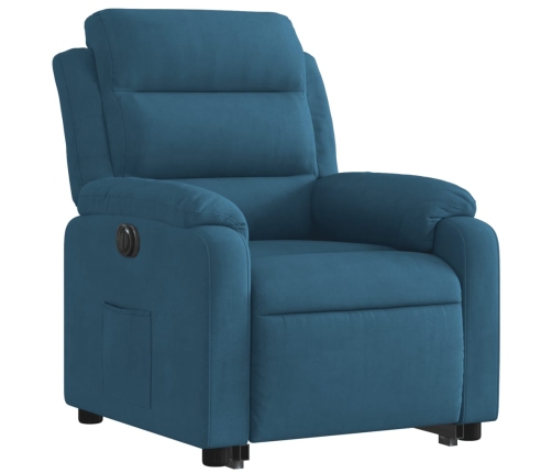 Sillón eléctrico reclinable elevable de terciopelo azul