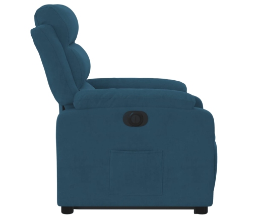 Sillón eléctrico reclinable elevable de terciopelo azul