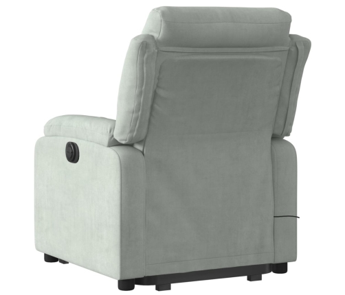 Sillón de masaje reclinable elevable terciopelo gris claro