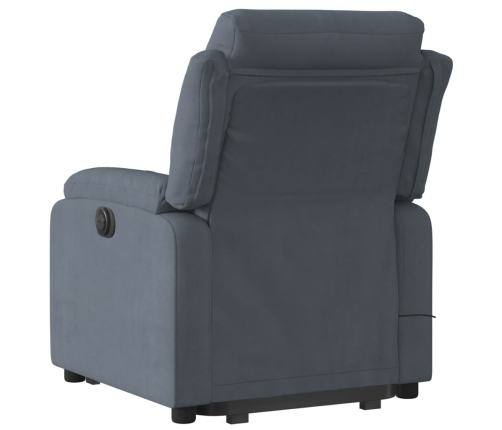 Sillón de masaje reclinable elevable terciopelo gris oscuro