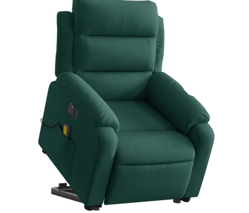 Sillón masaje reclinable elevable terciopelo verde oscuro