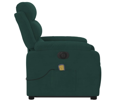 Sillón masaje reclinable elevable terciopelo verde oscuro