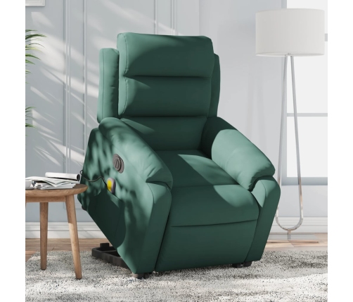 Sillón masaje reclinable elevable terciopelo verde oscuro