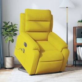 Sillón reclinable masaje eléctrico elevable terciopelo amarillo