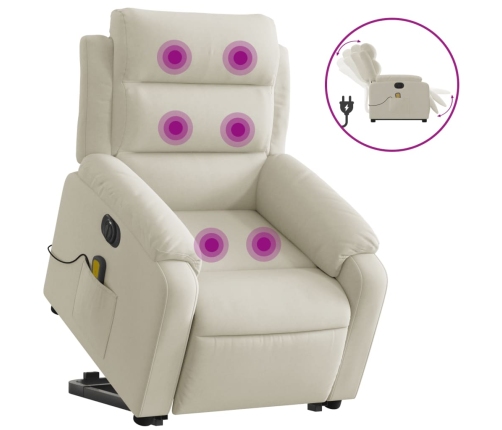 Sillón reclinable de masaje eléctrico elevable terciopelo crema