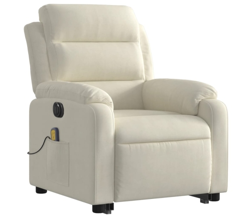 Sillón reclinable de masaje eléctrico elevable terciopelo crema