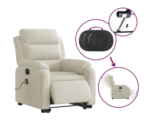 Sillón reclinable de masaje eléctrico elevable terciopelo crema