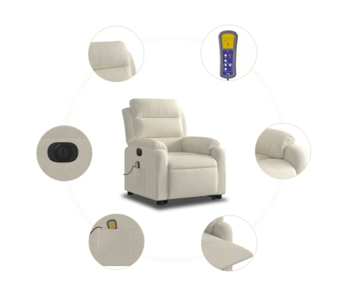 Sillón reclinable de masaje eléctrico elevable terciopelo crema