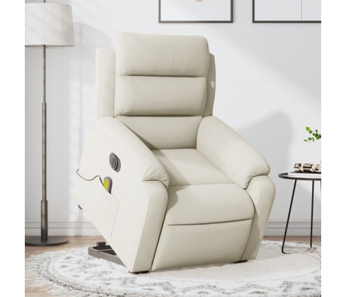 Sillón reclinable de masaje eléctrico elevable terciopelo crema