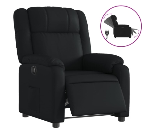 Sillón reclinable eléctrico de cuero sintético negro