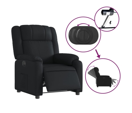 Sillón reclinable eléctrico de cuero sintético negro