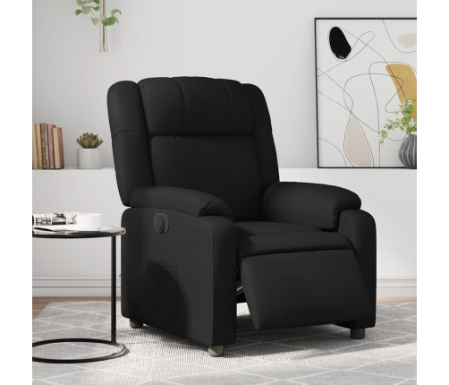 Sillón reclinable eléctrico de cuero sintético negro