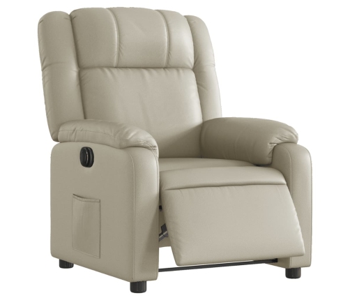 Sillón reclinable eléctrico de cuero sintético crema