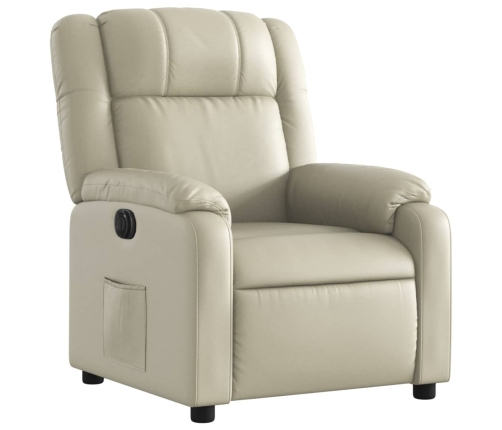 Sillón reclinable eléctrico de cuero sintético crema