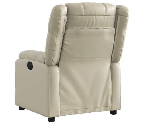 Sillón reclinable eléctrico de cuero sintético crema