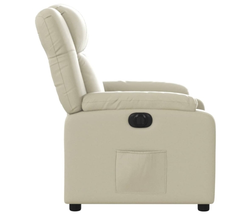 Sillón reclinable eléctrico de cuero sintético crema