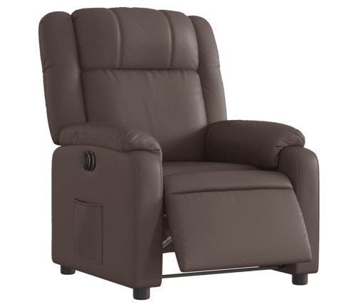 Sillón reclinable eléctrico de cuero sintético marrón