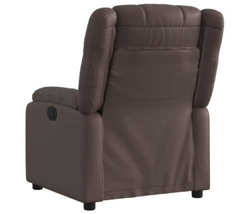 Sillón reclinable eléctrico de cuero sintético marrón