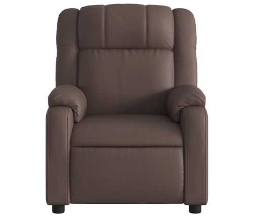 Sillón reclinable eléctrico de cuero sintético marrón