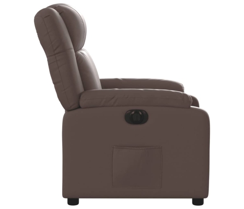 Sillón reclinable eléctrico de cuero sintético marrón