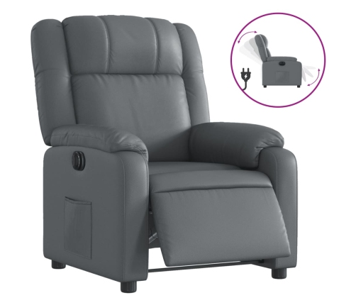 Sillón reclinable eléctrico de cuero sintético gris