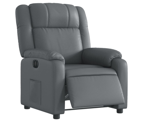 Sillón reclinable eléctrico de cuero sintético gris