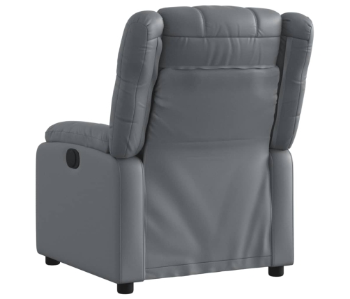 Sillón reclinable eléctrico de cuero sintético gris