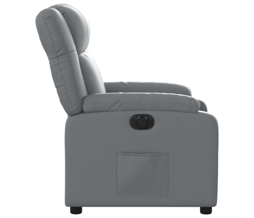 Sillón reclinable eléctrico de cuero sintético gris